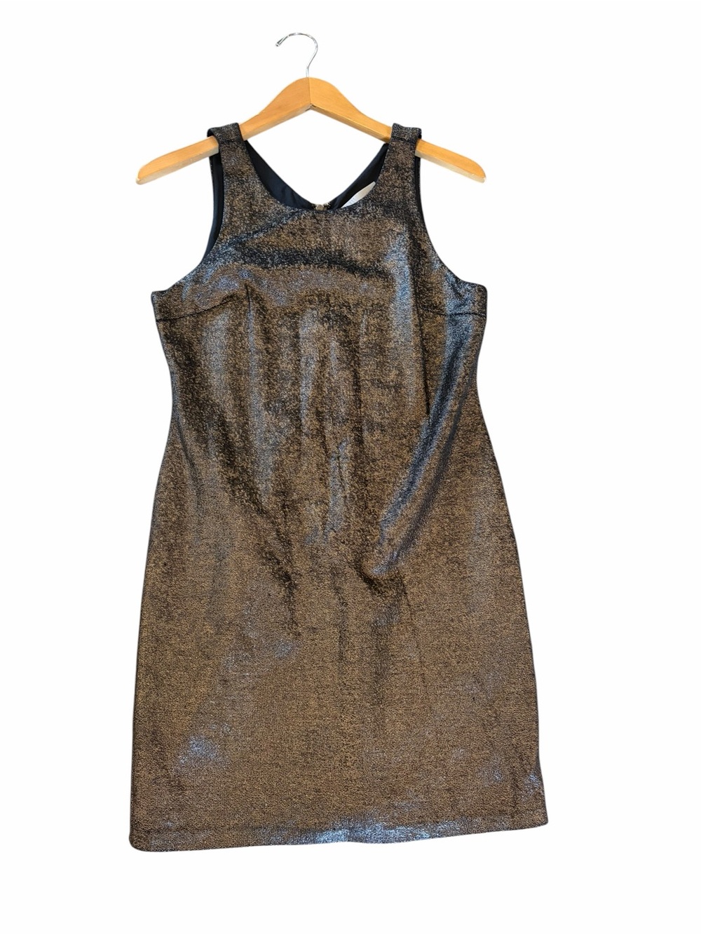 Halston Heritage NWT Metallic Gold Mini Sheath Dress - Picture 4 of 10